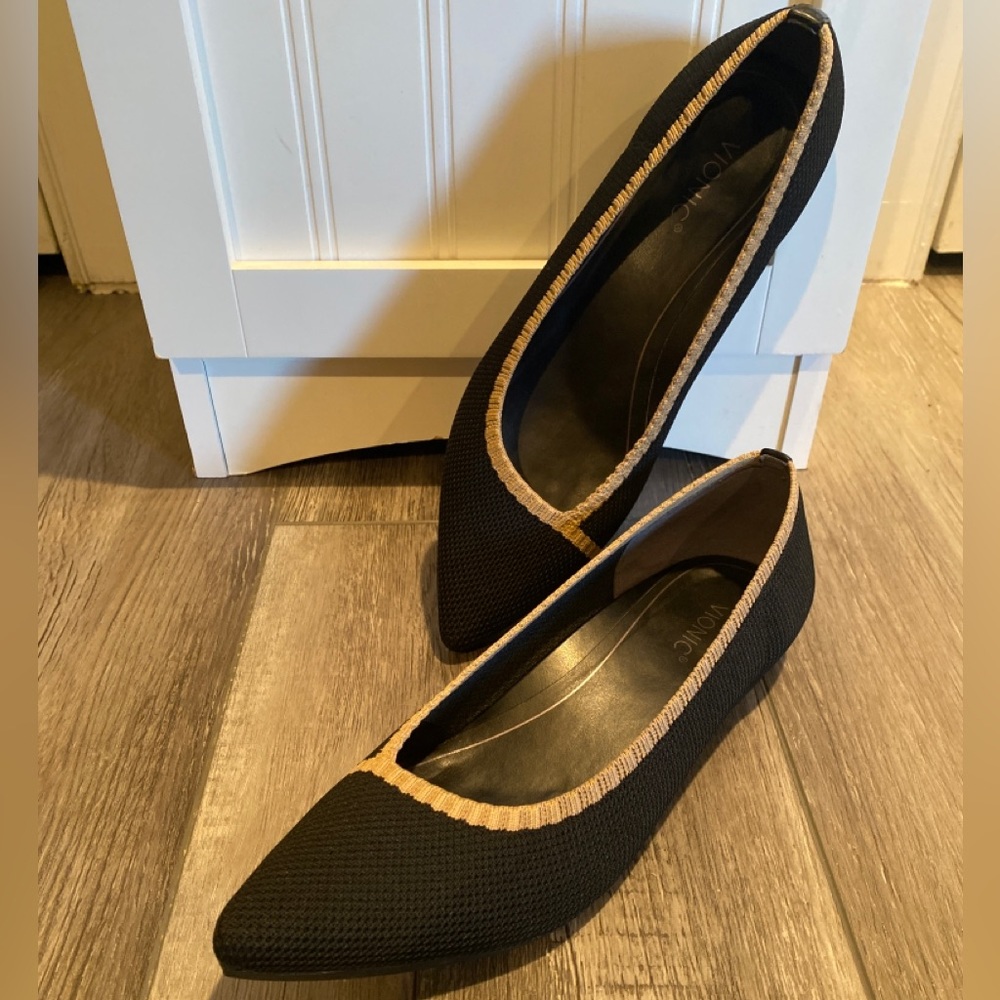 Vionic Dahlia Knit Ballet Flats in Black Tan Size 9.5 | Black Vionic Flats